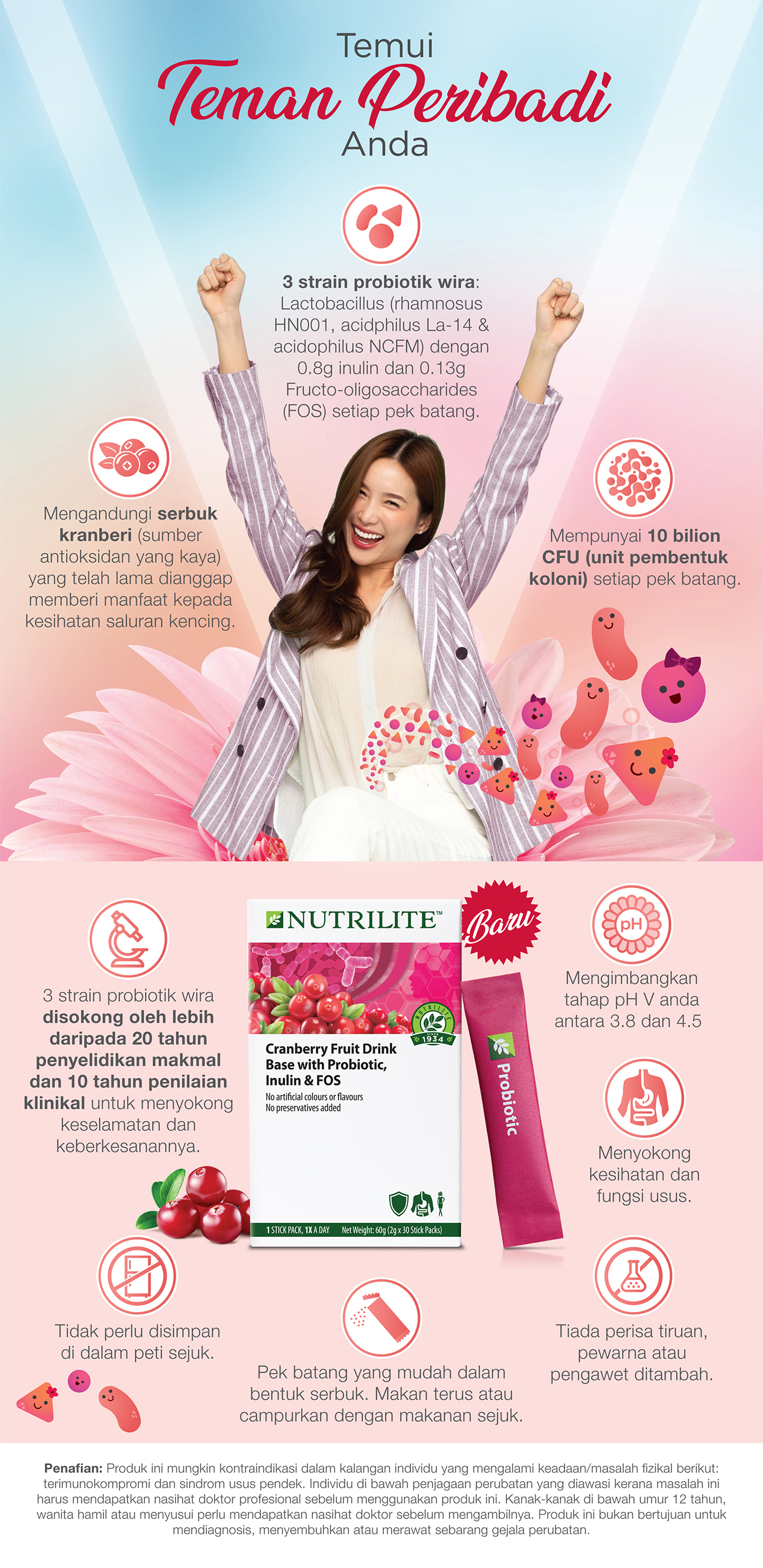 Nutrilite Cranberry Fruit Drink Base with Probiotic, Inulin & FOS